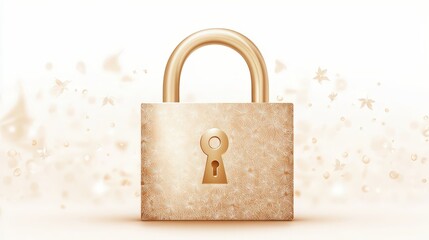 Poster - Digital Document Protection with Elegant Lock Design and Gentle Floral Background for Enhanced Security Imagery