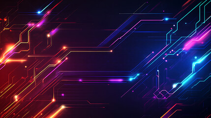 Fototapete - Dynamic digital circuit patterns abstract background graphic design futuristic environment close-up view technology concepts