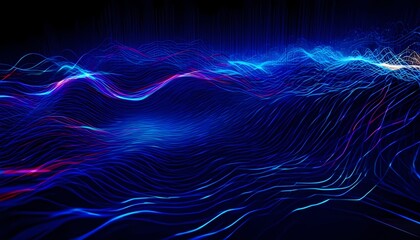 Poster - A fractal blue wave pattern design creates an abstract light texture