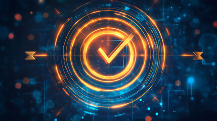 Fototapete - Digital checkmark animation technology graphic design futuristic close-up visual confirmation concept