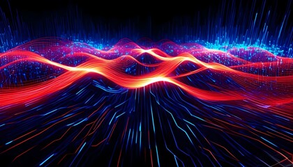 Poster - Glowing Abstract Lines with Energy and Fire Elements in a Futuristic Design