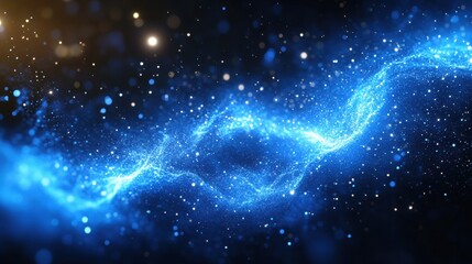 Wall Mural - a blue wave of light with a lot of stars in the background