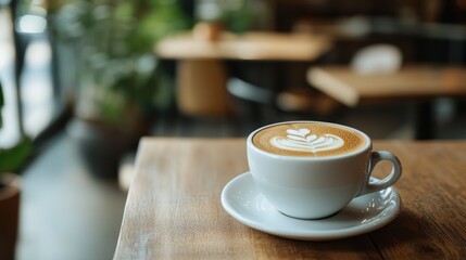 Wall Mural - Latte Art in a Cozy Cafe: A Moment of Tranquility