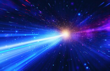 Wall Mural - a blue and purple galaxy with a bright light shooting through it