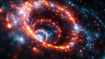 Wall Mural - a colorful, glowing, and swirling space with a bright blue