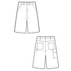 Carpenter short pants mockup template clothing vector design