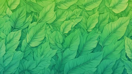Lush green leaf composition featuring various shades and textures for a vibrant nature feel