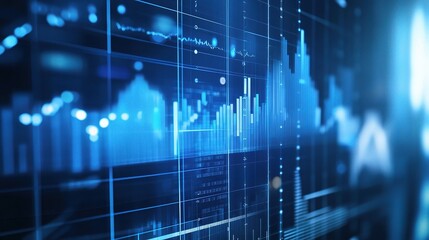 Poster - Bright Blue Business Background for Digital Financial Analysis