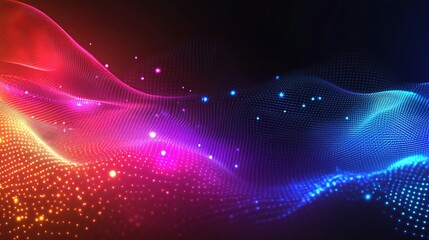 Poster - Abstract Digital Technology Background with Data Points Flowing