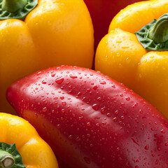 Wall Mural - Close-up of yellow and red peppers. background of red and yellow peppers.