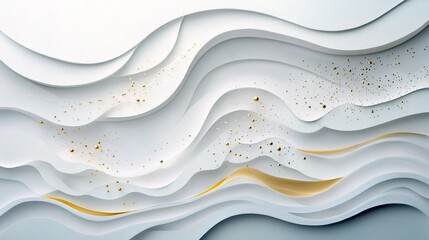 Poster - Abstract Modern Paper Cut Waves Design on White Background