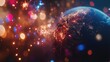© Anum - Earth at night with colorful fireworks celebrating a new year or special occasion.