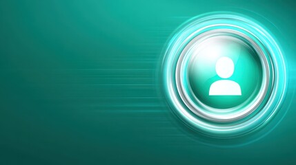 Poster - Green button icon with person symbol, modern minimalist design for digital interface and user profile
