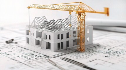 Poster - Modern Urban Architectural Design and Construction with Crane