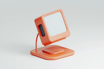 Poster - Orange retro computer with blank screen on white background