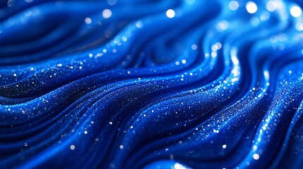 Aufkleber - Close-up of shimmering blue waves with sparkling details, creating a captivating and fluid texture.