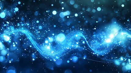 Fototapete - A mesmerizing swirl of blue lights and sparkles, creating an abstract background full of depth and motion.