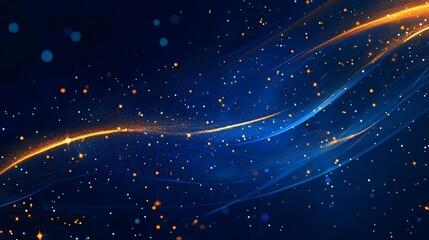 Aufkleber - A mesmerizing abstract design featuring flowing golden and blue light particles against a deep blue background.