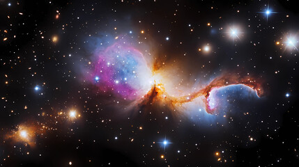 Wall Mural - Colorful Overlapping Stars in a Cosmic Galaxy Scene