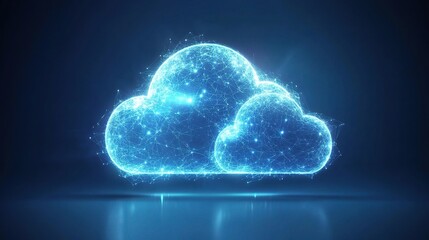 Poster - Abstract Concept of Digital Cloud Computing with Network Connections