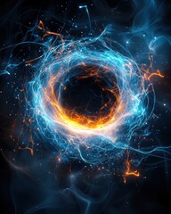 Poster - An electrifying swirl of blue and orange light creates a stunning cosmic energy vortex, reminiscent of interstellar phenomena.