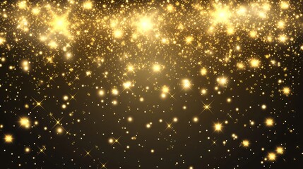 Poster - A captivating display of shimmering golden sparkles against a deep black background.