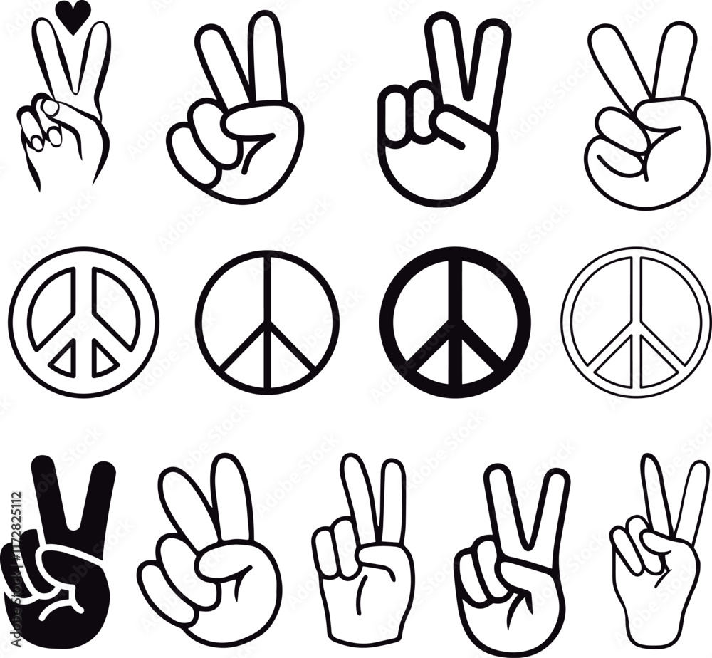 pack with hand making peace sign Stock Vector | Adobe Stock