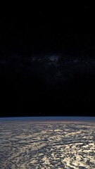 Wall Mural - Planet earth rotating in space showing milky way galaxy and scattered clouds. Animation vertical video based on image by nasa