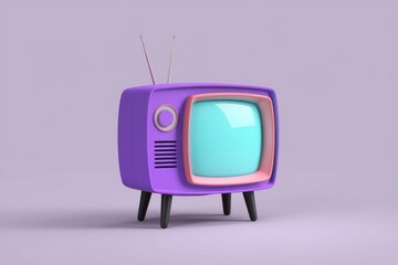 Poster - A purple and pink retro television set with antennas.
