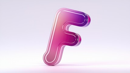 Aufkleber - A 3D rendering of the letter F in pink and purple.