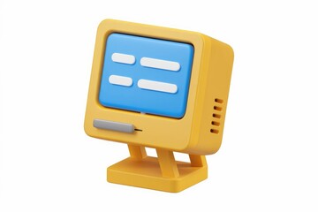 Poster - A 3D cartoon illustration of a retro computer.