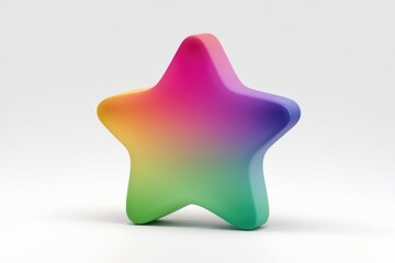 Poster - A vibrant  3D  rainbow colored star on a white background.