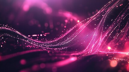 Poster - Abstract Technology Background with Glowing Connections in Pink