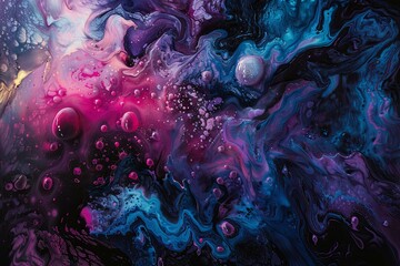 Poster - Colorful abstract acrylic painting creating an abstract background with swirls and bubbles