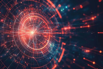 Poster - Abstract technology background with circular shapes generating light beams, perfect for websites and presentations