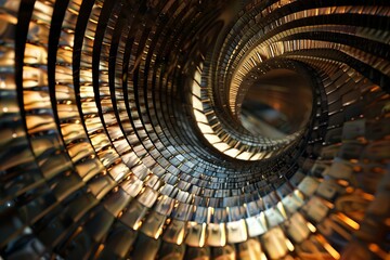 Poster - Abstract background with golden metallic structure forming tunnel effect