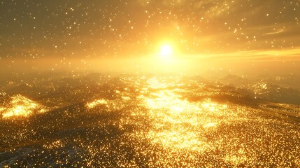 Poster - Glittering Golden 2025 Summit Bathed in Soft Dawn Light   A serene and ethereal landscape with a shimmering golden 2025 on a hilltop surrounded by a soft