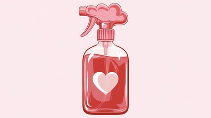Poster - Pink spray bottle with a heart design, perfect for Valentine's Day or self-care.