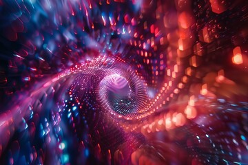 Poster - Abstract background with a whirling vortex of colorful lights creating a tunnel effect