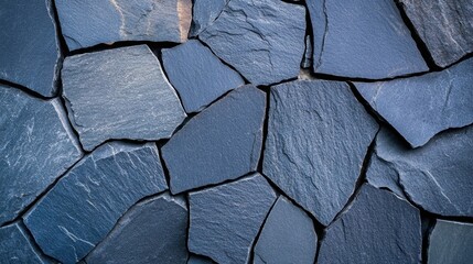 Poster - textured dark blue slate stone wall for interior and exterior use