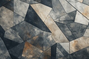 Poster - geometric stone wall tiles creating a textured background, ideal for architecture and interior desig