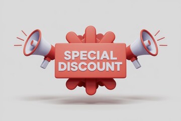 Poster - Announcing a special discount with loudspeakers.