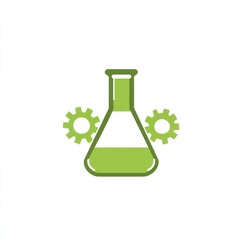 Poster - Green Erlenmeyer Flask with Two Rotating Gears