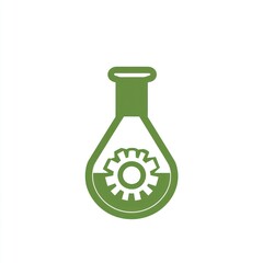 Poster - Green Erlenmeyer Flask Contains a Gear Icon