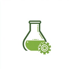 Poster - Green Erlenmeyer Flask and Gear Illustrating Process Optimization