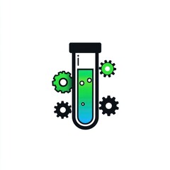 Poster - A Test Tube Surrounded by Rotating Gears