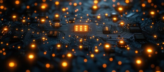 Poster - High Resolution Visualization of Futuristic Data on Circuit Board with Lights