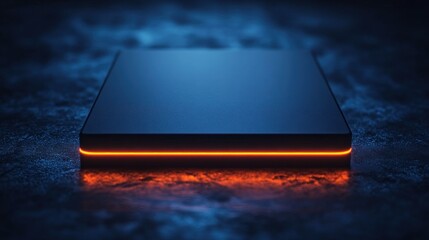 Poster - A sleek, illuminated device on a textured surface, suggesting advanced technology.