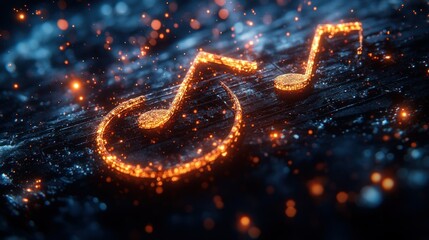 Poster - An abstract representation of musical notes glowing against a dark background.