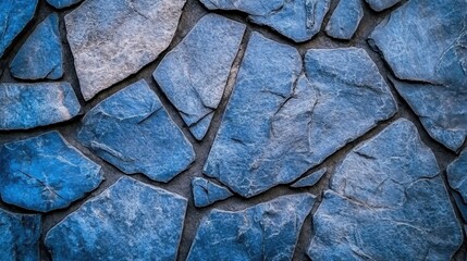 Poster - Textured Blue Stone Wall Background for Design and Architecture